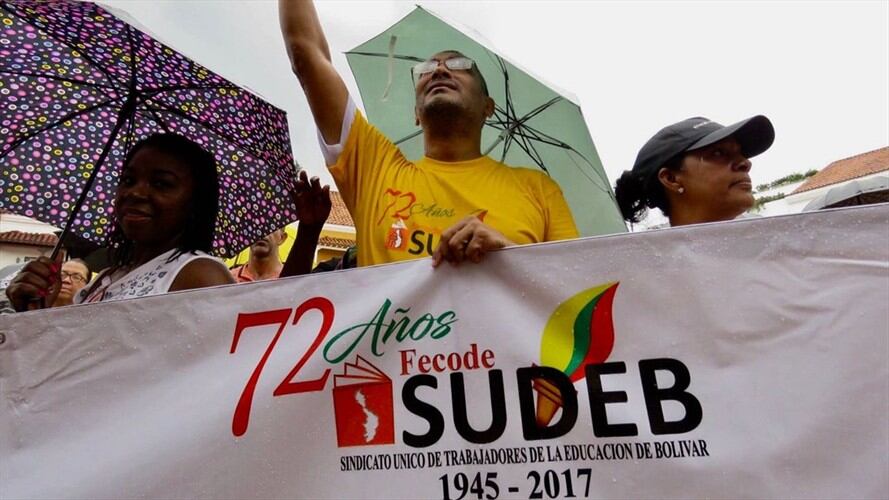 Maestros de Cartagena realizan manifestación este martes 24 de octubre. Foto: Sindicato Único de Educadores de Bolívar (Sudeb)