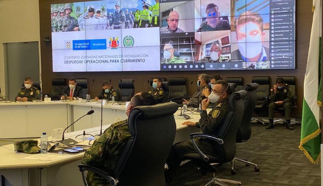 Puesto de Mando Unificado para el Paro Nacional del 28 de abril.