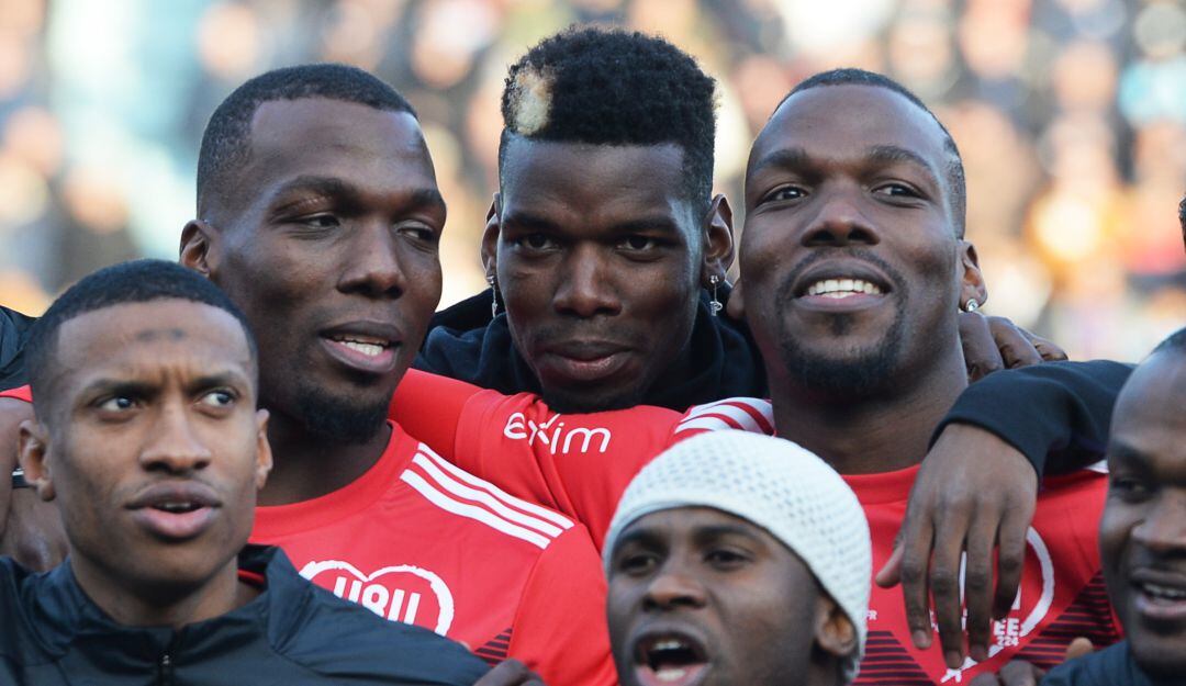 Florentin (izq.), Paul (cen.) y Mathias(der.), los hermanos Pogba.