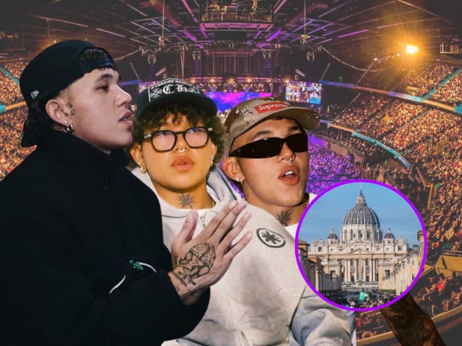 Beéle, Movistar Arena y Ciudad del Vaticano (Fotos: Redes oficiales de Beéle, Cortesía IDT, Getty Images).