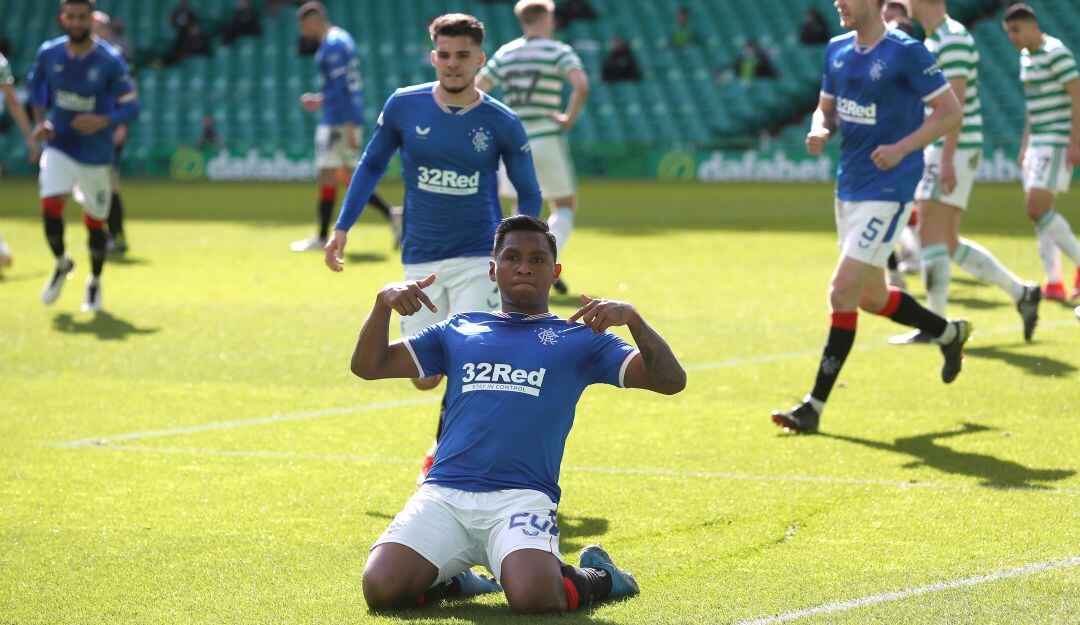 Alfredo Morelos, autor del gol del empate en el clásico ante Celtic