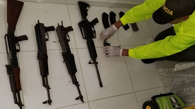 Incautan armamento que pertenecería a banda sicarial en Cali. Foto: Fiscalía