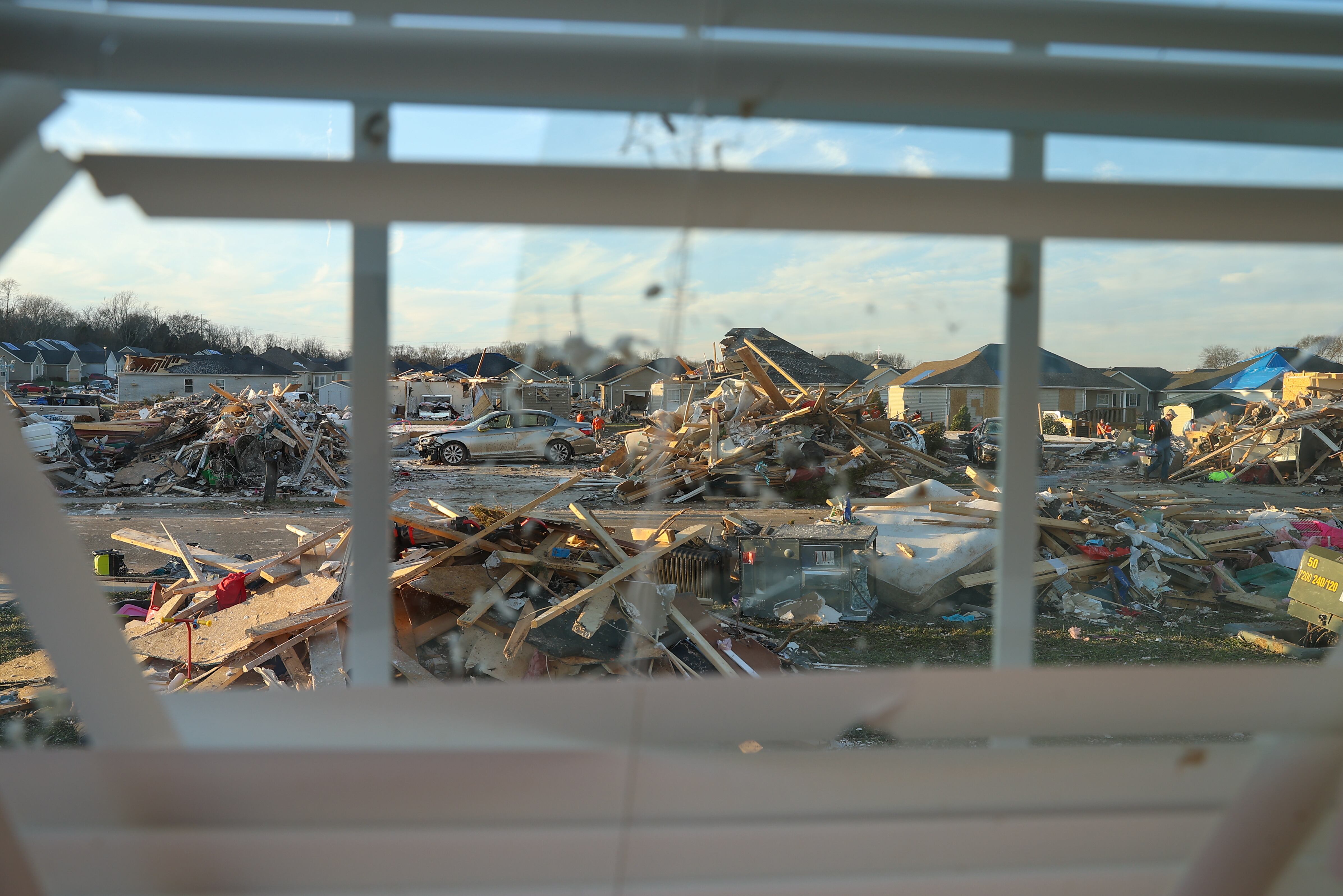 BOWLING GREEN, KENTUCKY - DECEMBER 15: A photo shows damage caused by tornadoes in Bowling Green, Kentucky, United States on December 15, 2021. (Photo by Tayfun Coskun/Anadolu Agency via Getty Images)