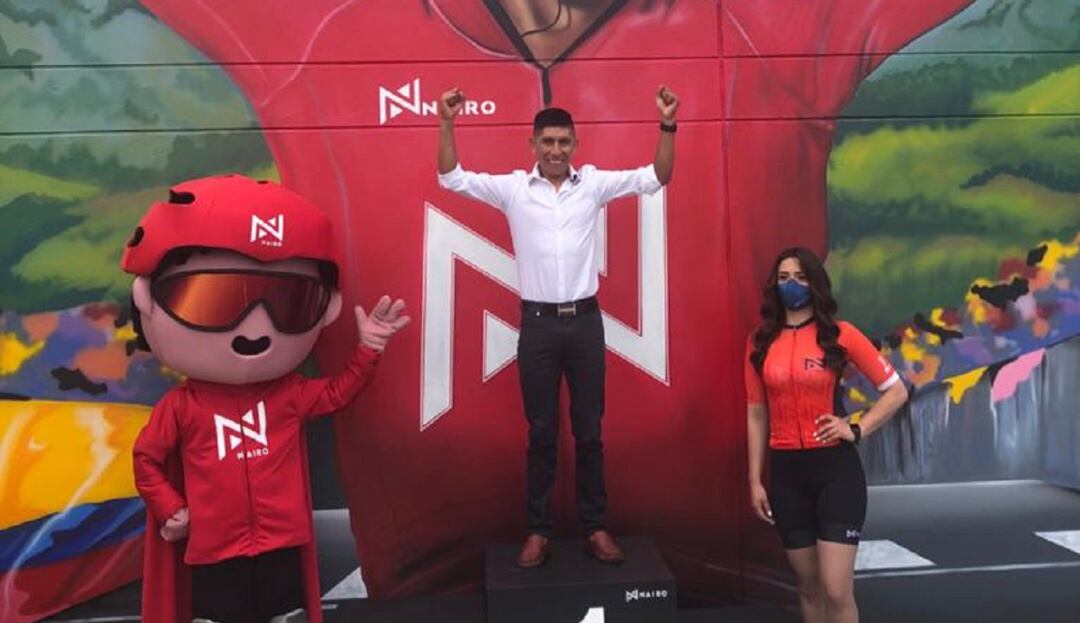 Nairo Quintana durante la presentación de su primera tienda en Bogotá.