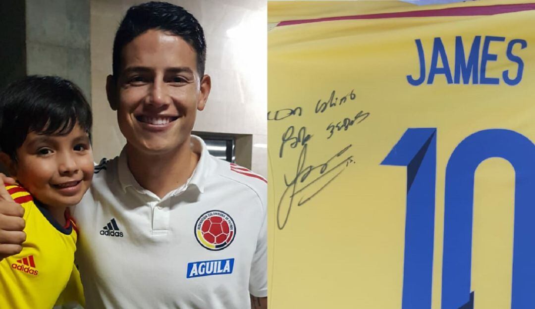 Foto del niño con James.