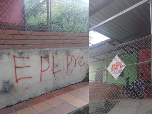 Grafitis del EPL en viviendas de Sardinata / Foto: Cortesía