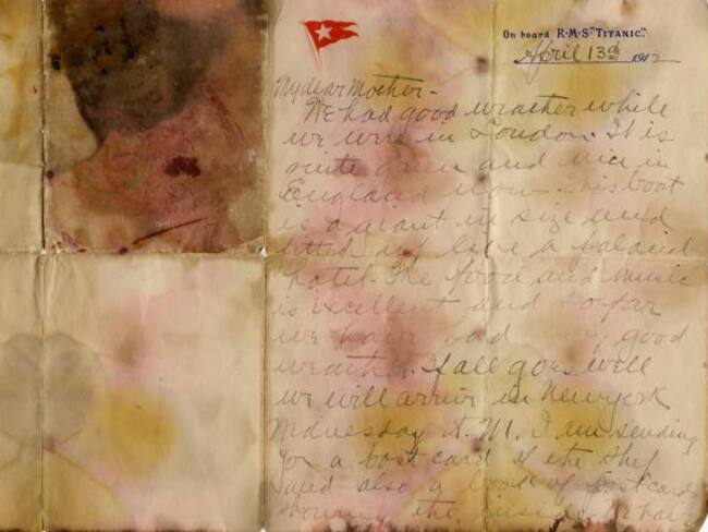 Subastan carta escrita antes de que el Titanic se hundiera