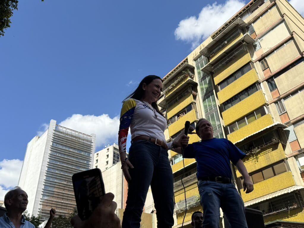 María Corina Machado hace presencia en las manifestaciones de la oposición venezolana en Caracas.
