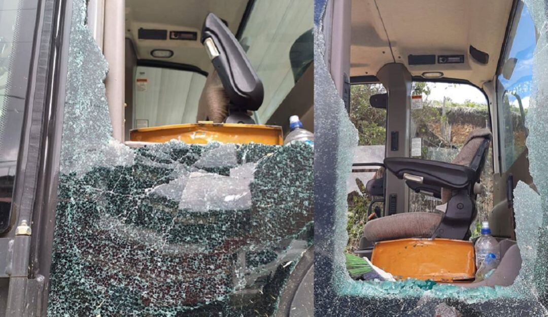 Daños a una motoniveladora del combo de maquinaria del municipio