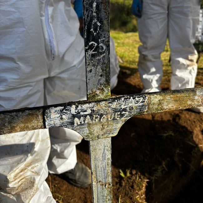 Segunda fase de intervención humanitaria en el cementerio del corregimiento de Florencia, en Samaná, Caldas. Foto: Unidad de Búsqueda de Personas dadas por Desaparecidas (UBPD).