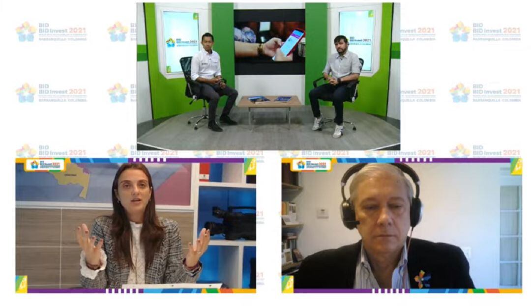 Jaime Pumarejo, alcalde de Barranquilla; Karen Abudinen, MinTIC; Martín Bès, secretario General del BID