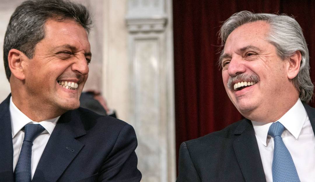 El superministro de Economía, Sergio Massa (izq) y el presidente de Argentina, Alberto Fernández (der). Foto: Getty