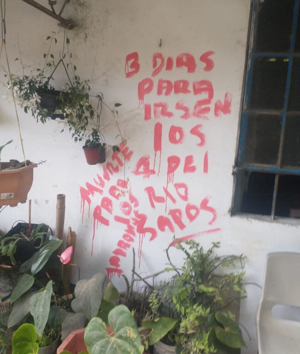 Mensaje de amenaza a líder comunal en el corregimiento de Arabia - Imagen suministrada.