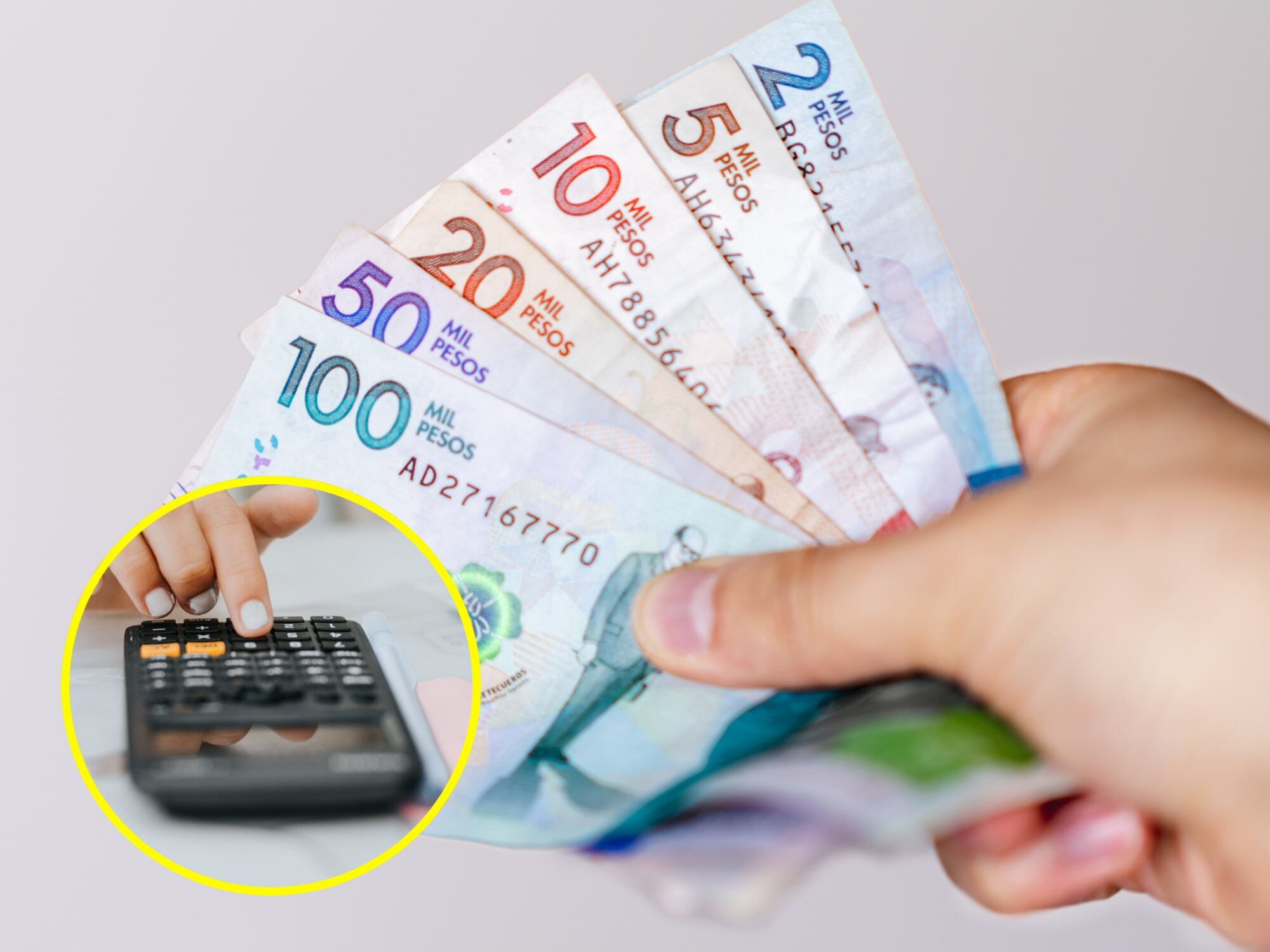 Imagen de referencia, billetes colombiano y calculadora. Foto: Getty Images