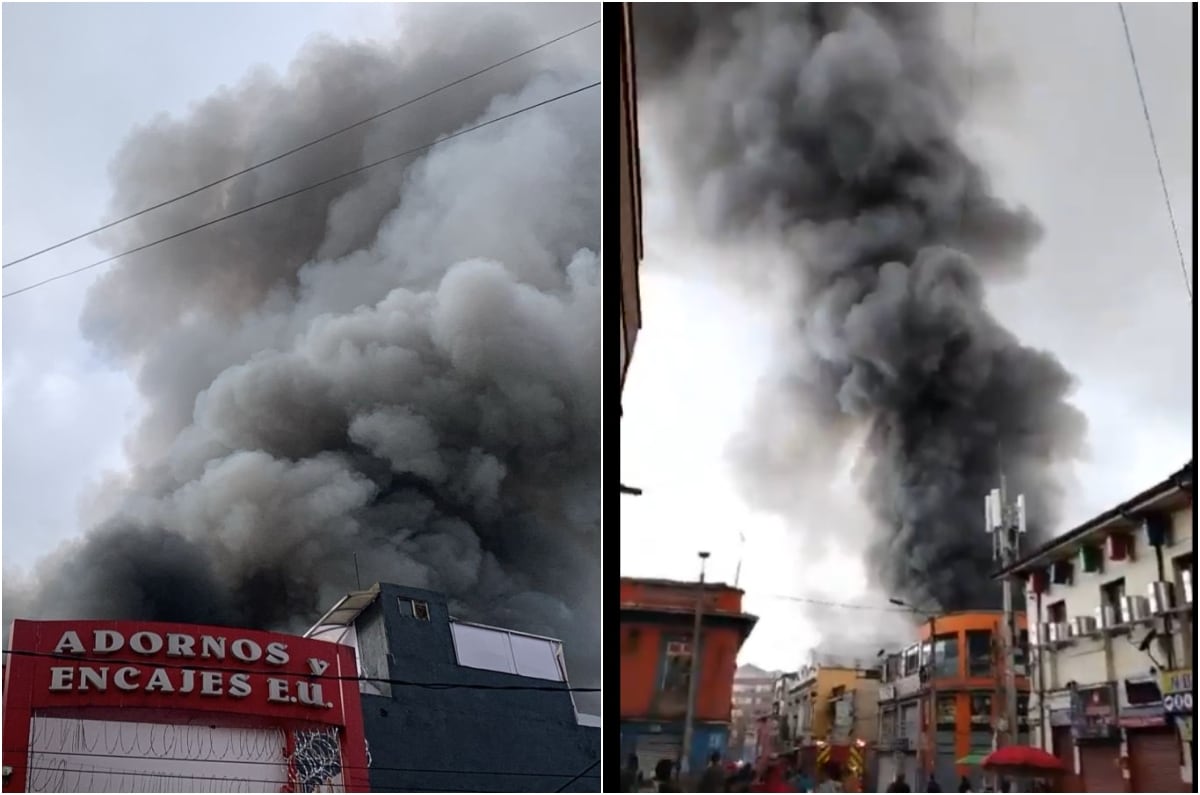 Incendio presentado en el sector de San Victorino. Imágenes tomadas de redes sociales