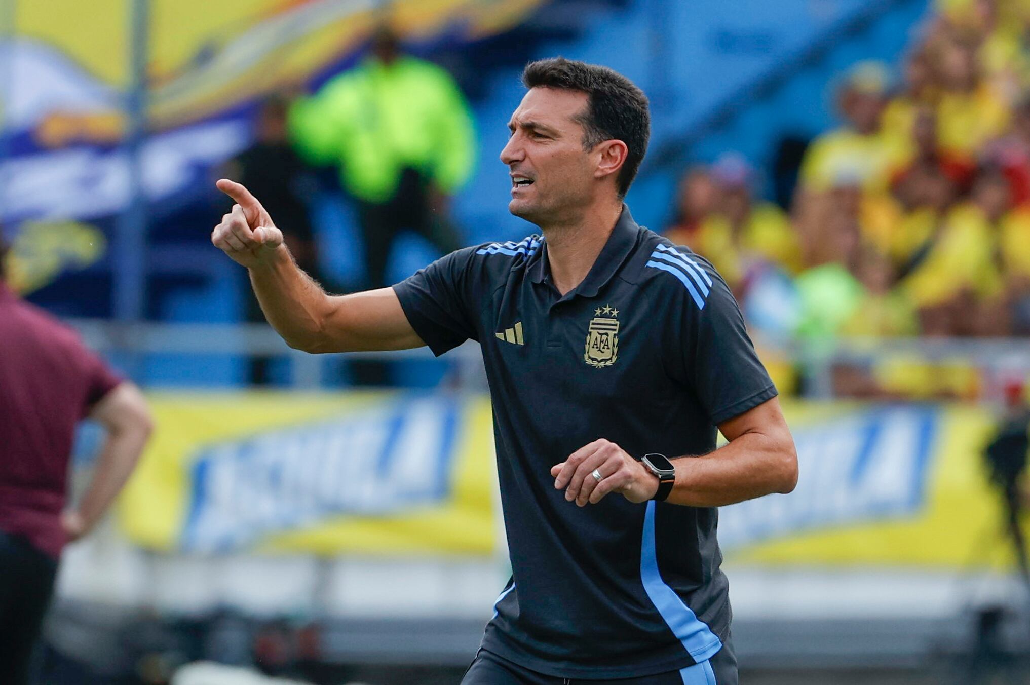 Lionel Scaloni en el encuentro entre Colombia y Argentina. EFE/ Mauricio Dueñas Castañeda