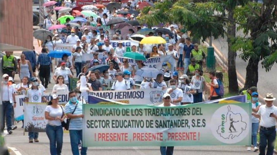 El paro de docentes también se vive en Santander. Foto:Suministrada.