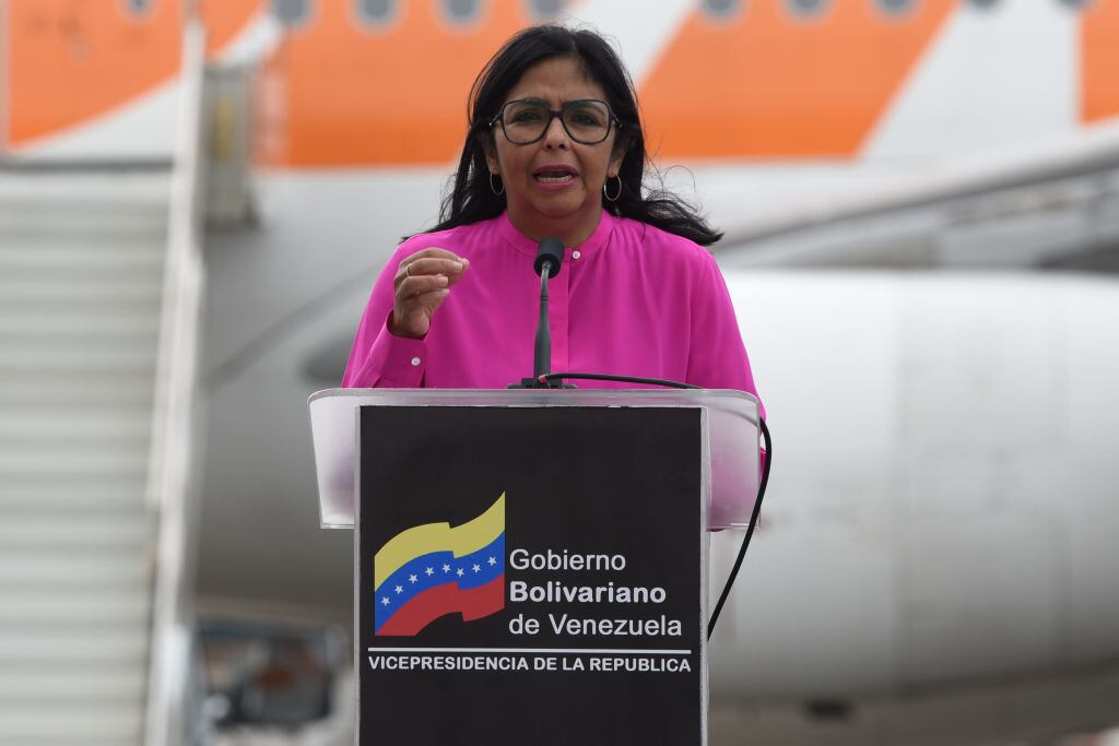 La presidenta interina de Venezuela, Delcy Rodríguez en febrero de 2021. FOTO: Carolina Cabral/Getty Images