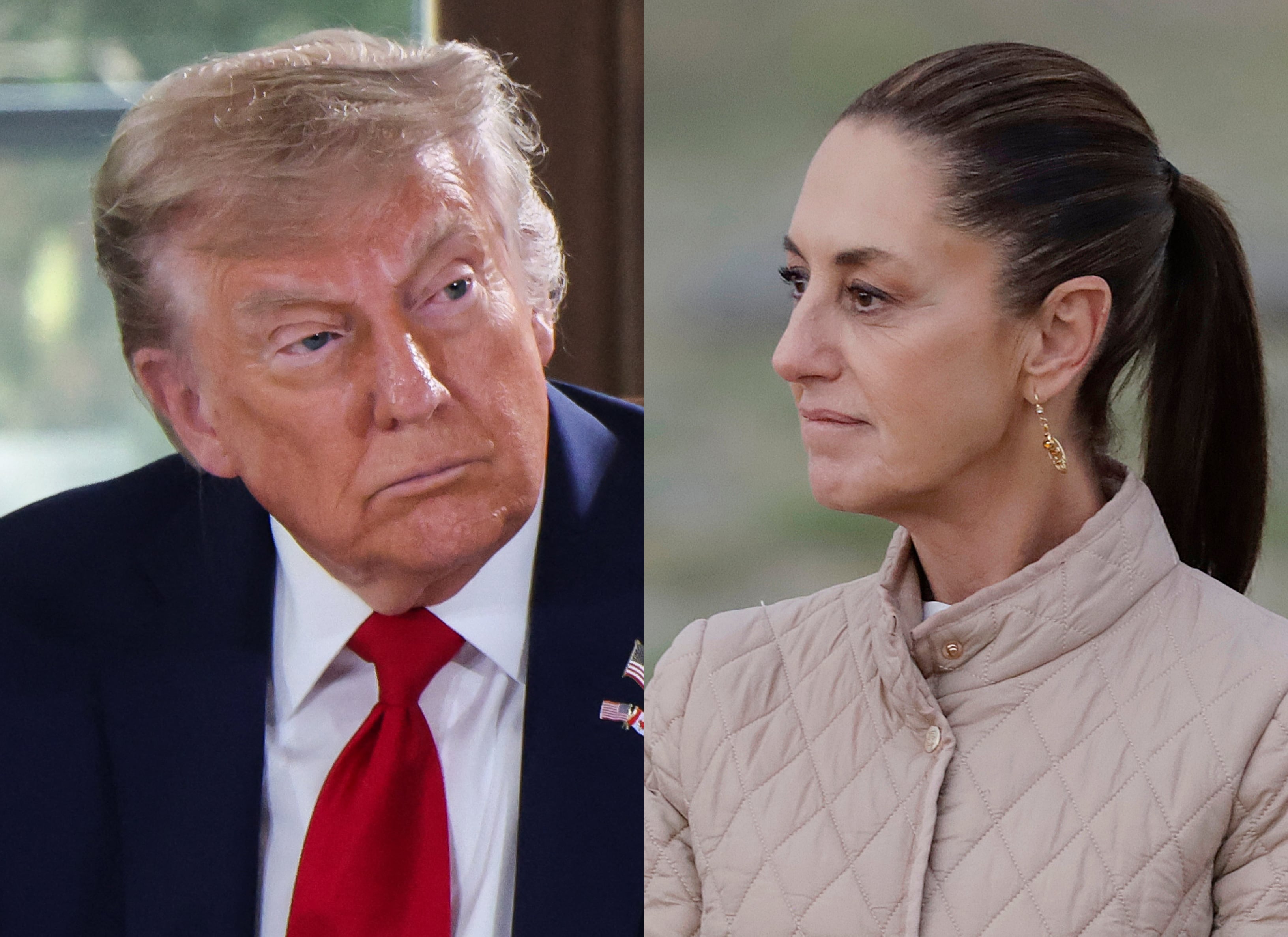 Donald Trump. FOTO: LUDOVIC MARIN/POOL/AFP via Getty Images.// Claudia Sheinbaum. FOTO: Gerardo Vieyra/NurPhoto via Getty Images