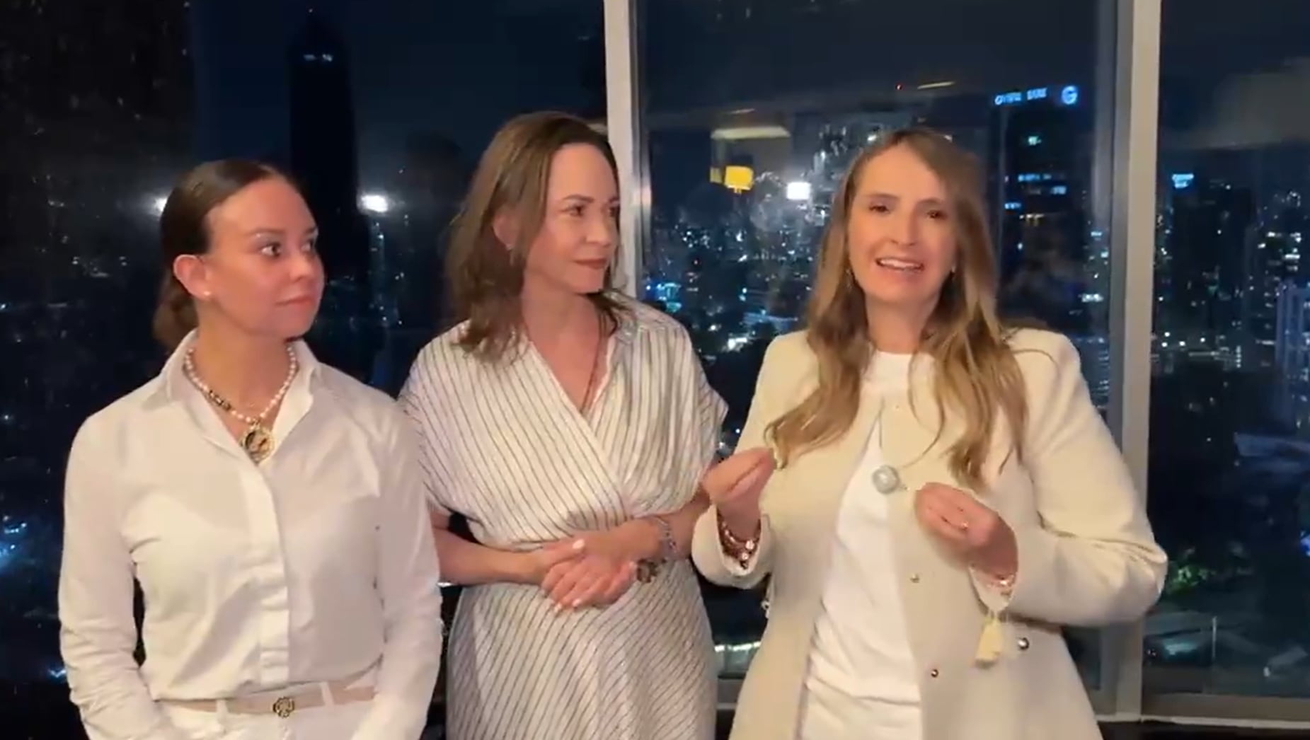 María Claudia Tarazona, María Corina Machado y Paloma Valencia. Foto: Captura de video