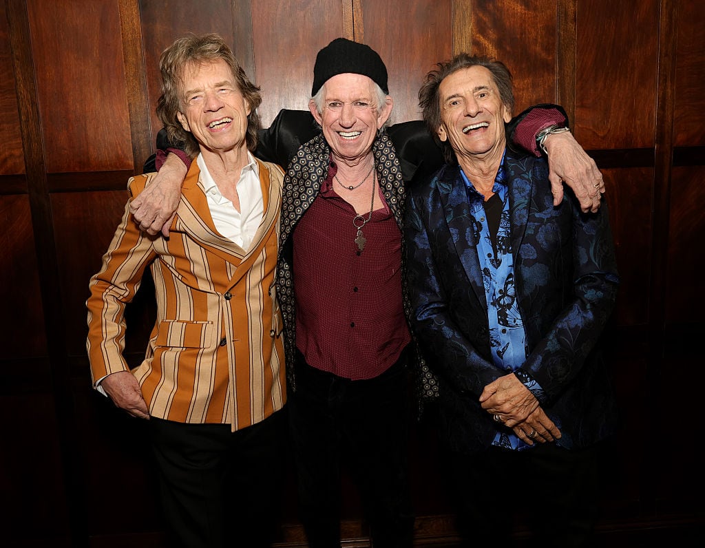 BROOKLYN, NEW YORK - MAY 05:  Mick Jagger, Keith Richards and Ronnie Wood pose backstage during the exclusive launch event of The Rolling Stones new album “Foreign Tongues” at Weylin on May 5, 2026 in Brooklyn, NY. (Photo by Kevin Mazur/Getty Images for UMG)