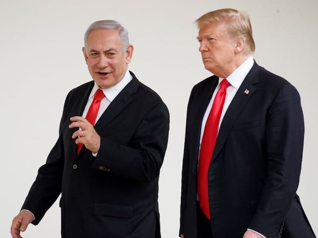 El presidente estadounidense, Donald trump, recibe al primer ministro israelí, Benjamin Netanyahu,
