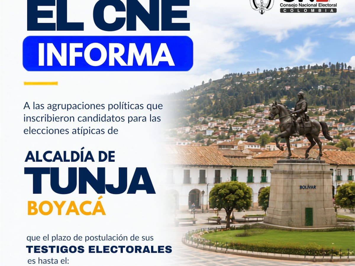 CNE amplía hasta el 19 de julio el plazo para acreditar testigos electorales en Tunja