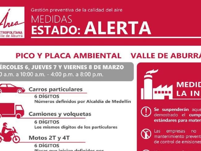 Medellín y 9 municipios más de nuevo en alerta por mala calidad del aire