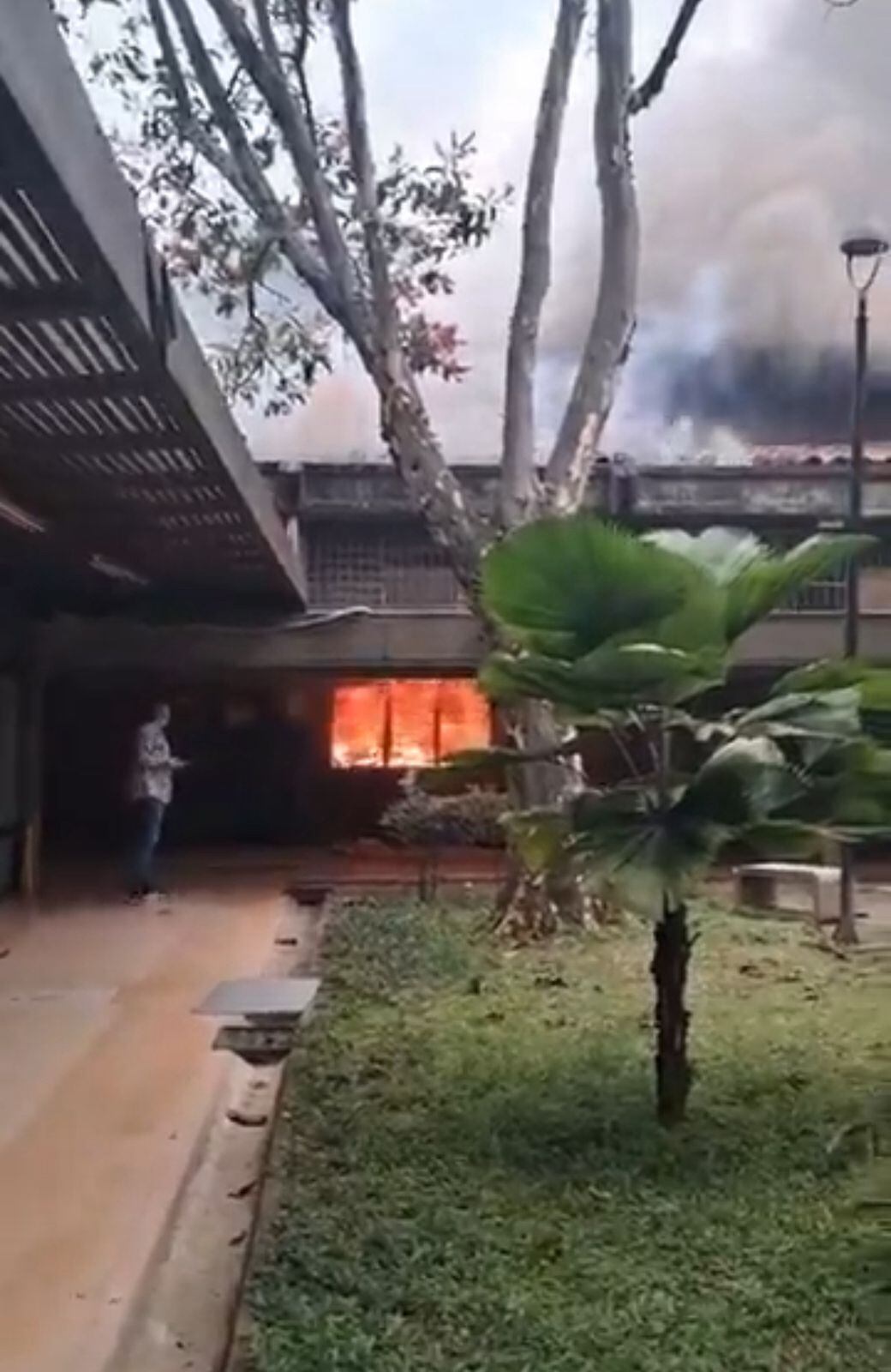 Encapuchados incendiaron oficina del Politécnico Jaime Isaza Cadavid. Foto: Cortesía.