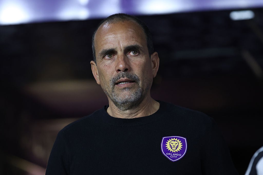 ORLANDO, FLORIDA - MARCH 01: Oscar Pareja, Head Coach of Orlando City, looks on during the MLS match between Orlando City SC and Inter Miami CF at Inter&Co Stadium on March 01, 2026 in Orlando, Florida. (Photo by Leonardo Fernandez/MLS via Getty Images)