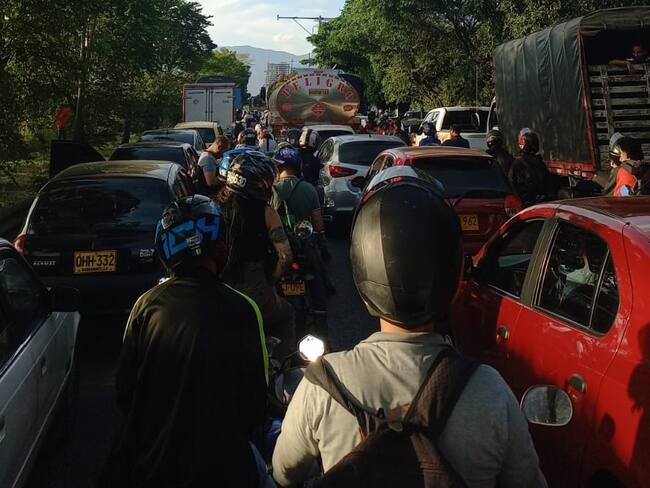 Congestión por protesta en el Poli- foto cortesía