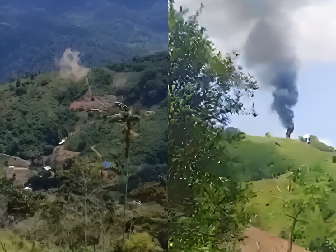 Imagen tomada de video del ataque a helicóptero en Amalfi, Antioquia // Redes Sociales