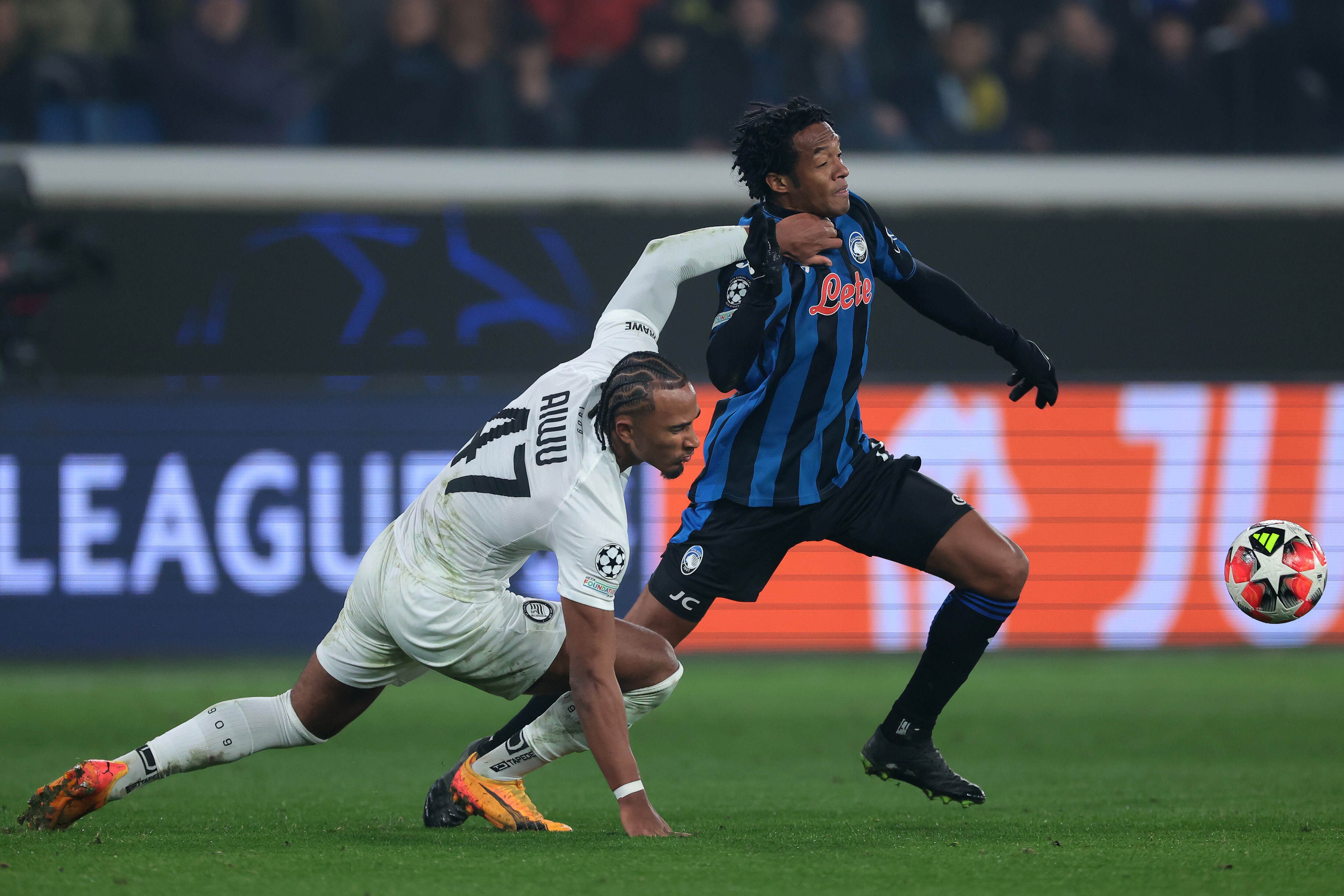JANUARY 21: Juan Cuadrado of Atalanta vs. SK Sturm Graz. UEFA Champions League 2024/25  (Photo by Jonathan Moscrop/Getty Images)
