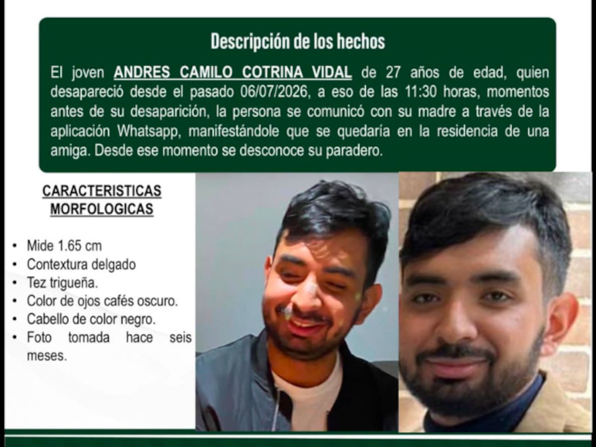 Familia de Andrés Camilo Cotrina, desaparecido en Bogotá pide ayuda para encontrarlo