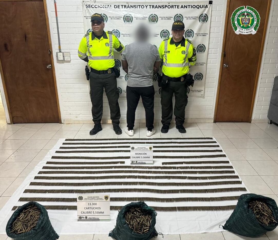 Militar capturado con munición- foto policía Antioquia