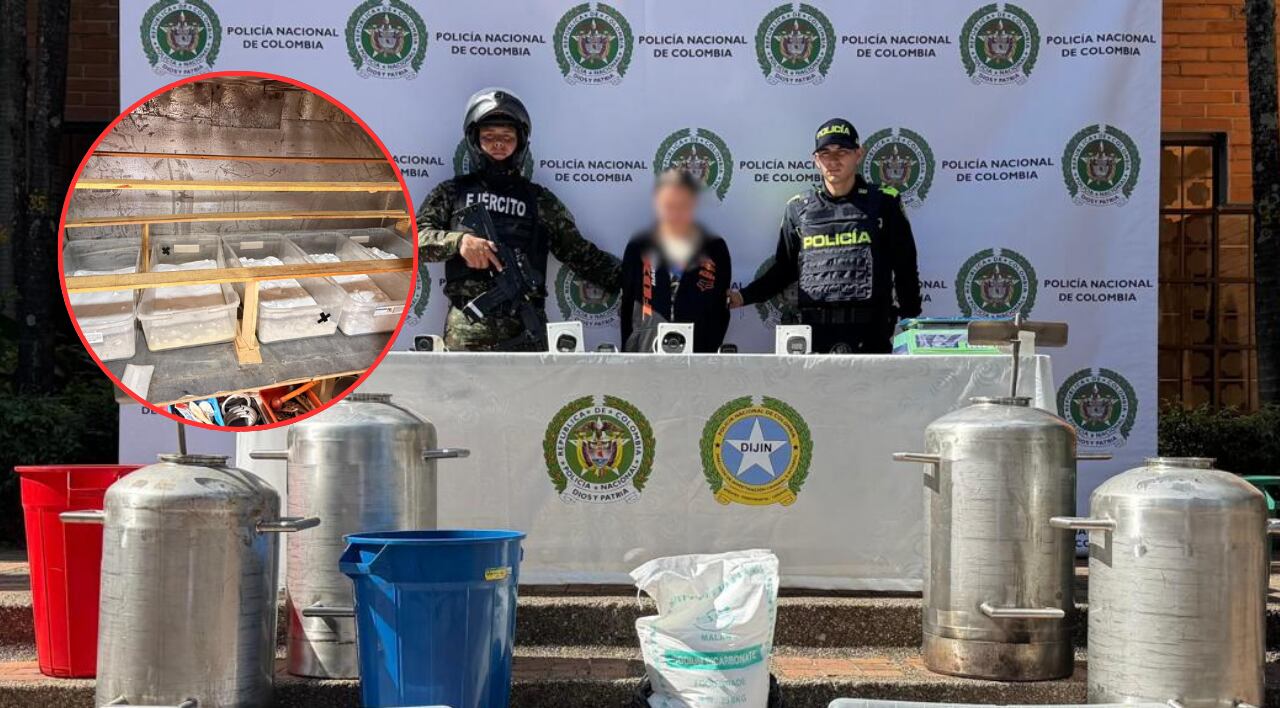 Desmantelan laboratorio clandestino en Altavista, que surtía anfetaminas y cocaína en Medellín. Foto: Policía Nacional.