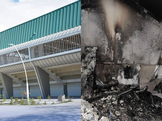 El Coliseo Mayor de Santa Marta fue afectado por un incendio provocado. Foto: Alcaldía de Santa Marta.