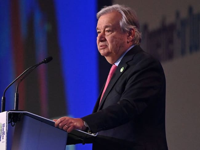 El secretario general de las Naciones Unidas, António Guterres, en la Conferencia Climática de Glasgow.
