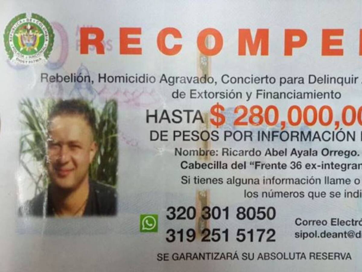 Abatido 'Cabuyo', principal cabecilla de disidencias Farc en Antioquia