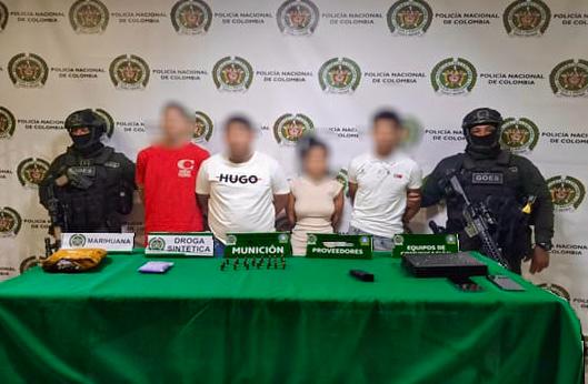 Captura de 4 personas en el centro de la ciudad. Foto: alcaldía de Medellín.