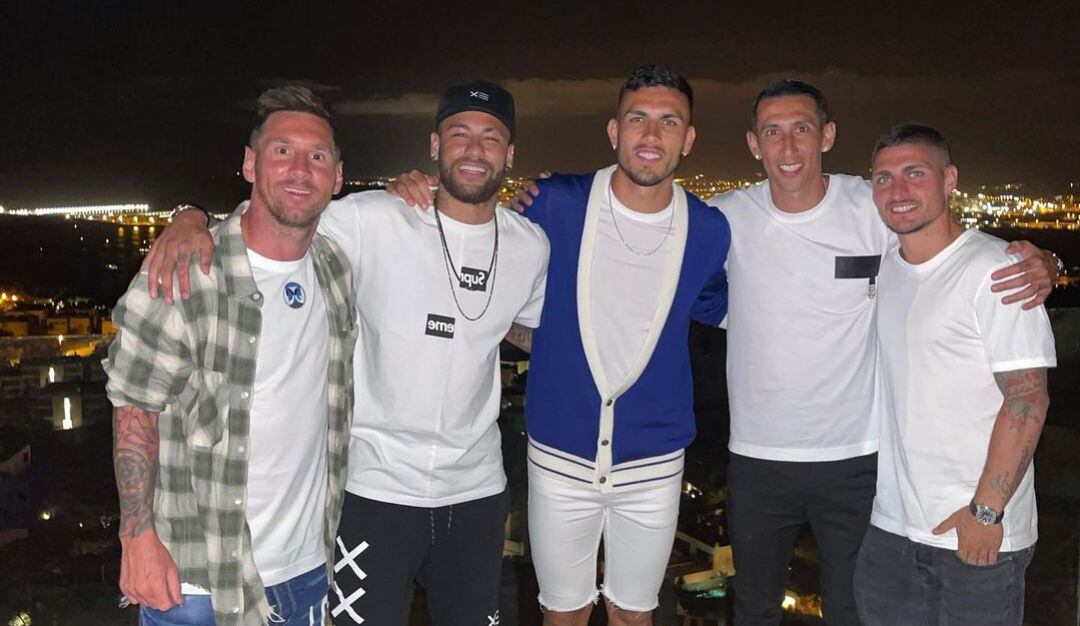 Messi, Neymar, Leandro Paredes, Angel Di María y Marco Verratti