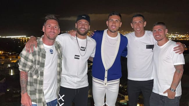 Messi, Neymar, Leandro Paredes, Angel Di María y Marco Verratti