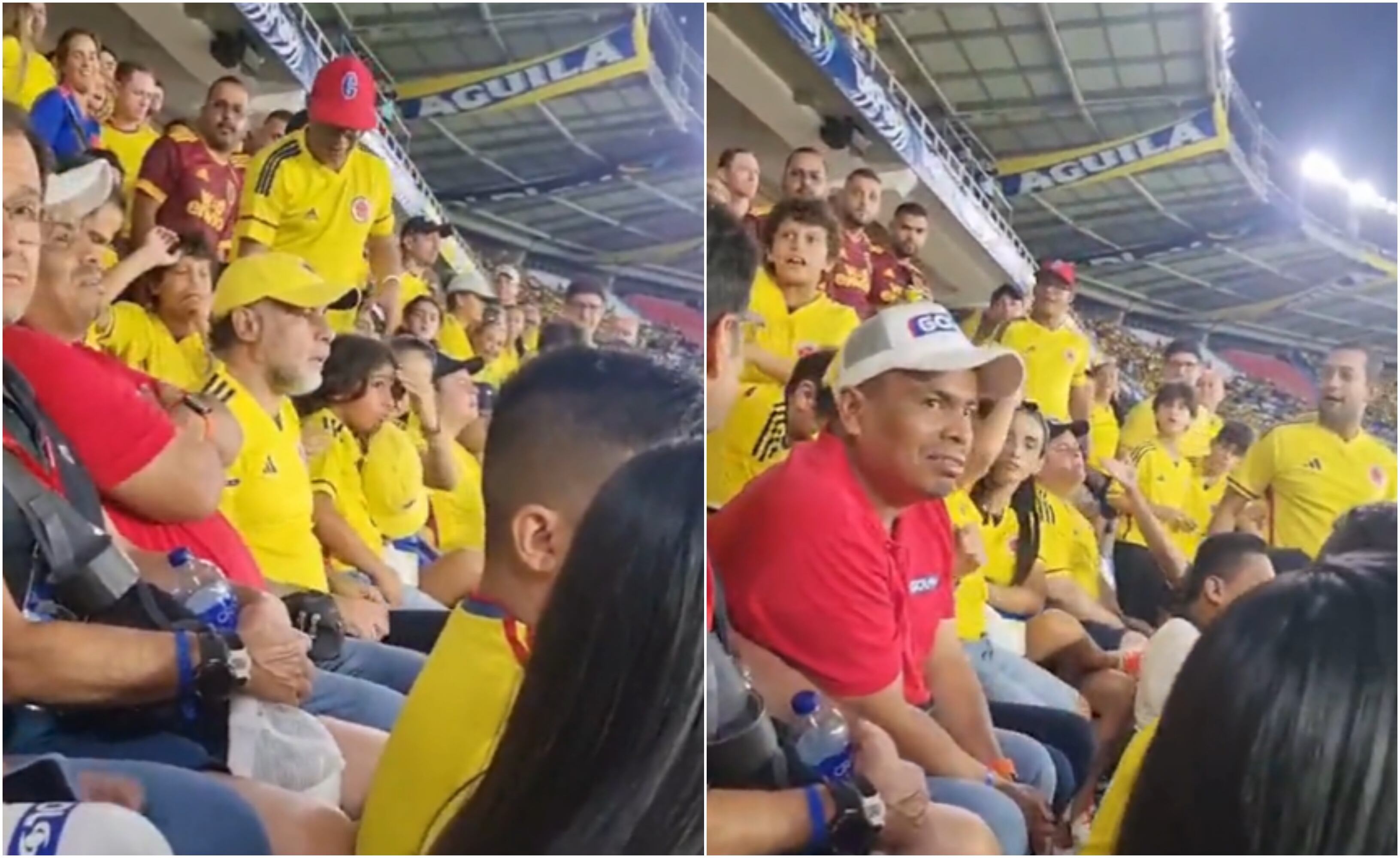 Armando Benedetti en el partido de Colombia contra Venezuela en el estadio de Barranquilla. Fotos de capturas de redes sociales
