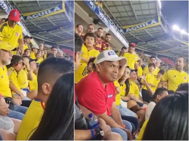 Armando Benedetti en el partido de Colombia contra Venezuela en el estadio de Barranquilla. Fotos de capturas de redes sociales