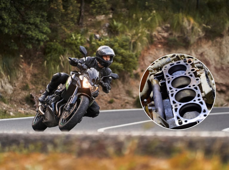 Hombre conduciendo una moto en carretera / Cilindraje (Getty Images)
