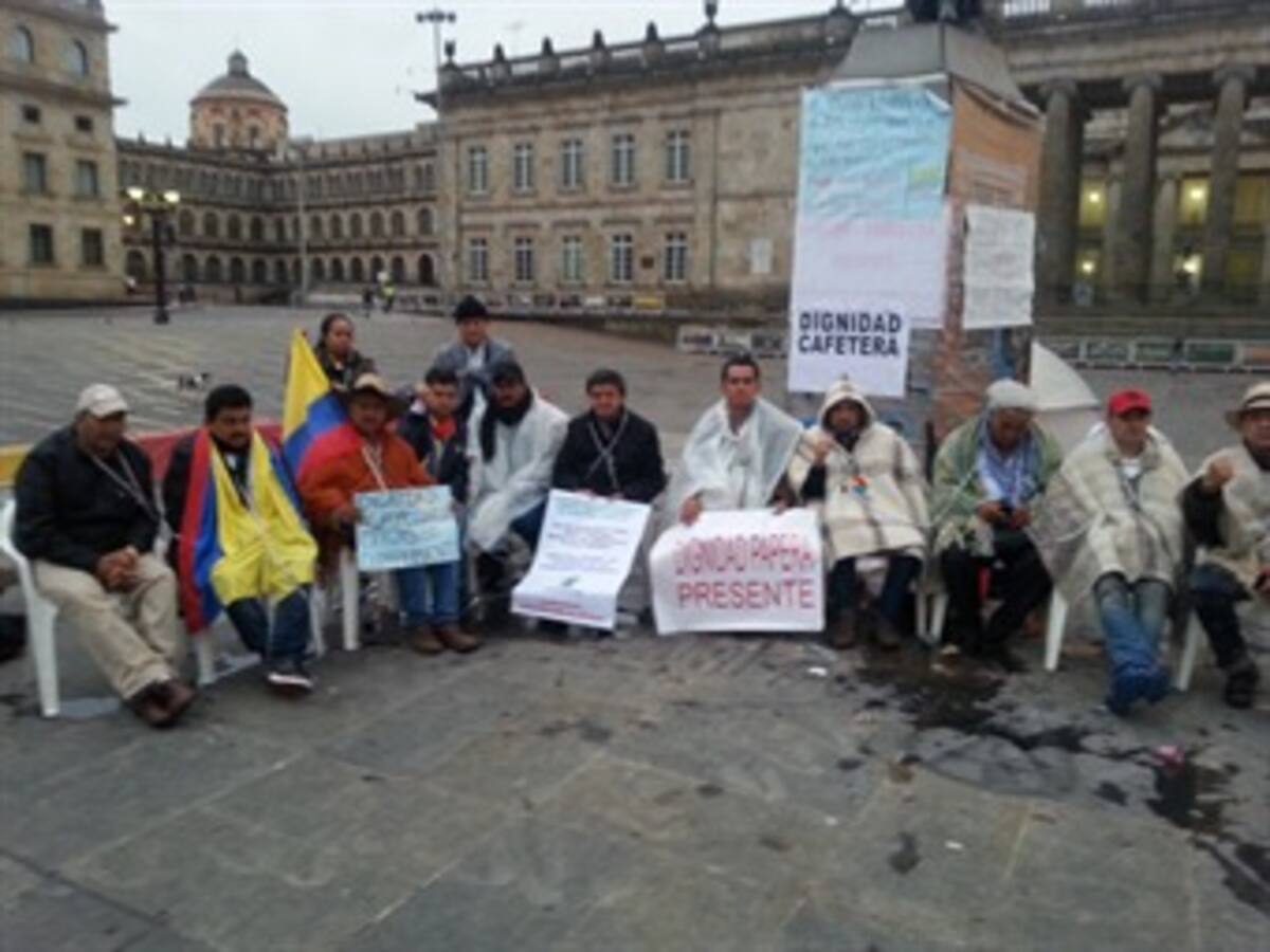 Campesinos de Boyacá se encadenaron en Plaza de Bolívar de Bogotá