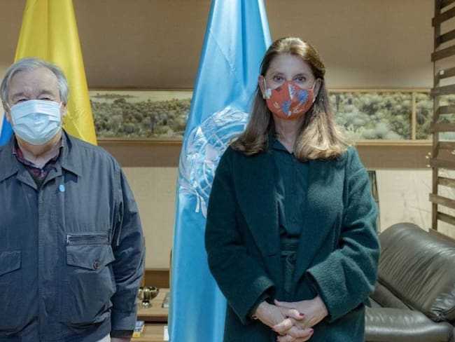 Vicepresidente - Canciller, Marta Lucía Ramírez y  Secretario General de la ONU, António Guterres.