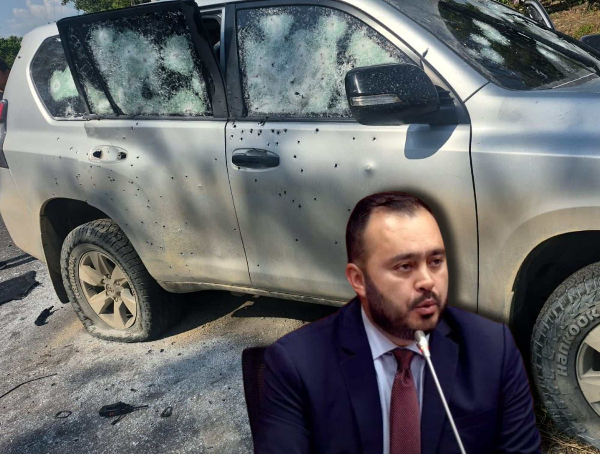 Atentado contra equipo del senador Jairo Castellanos en Arauca. Fotos: suministrada y Colprensa.