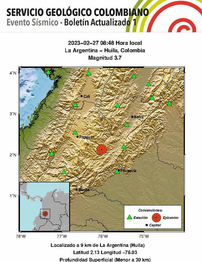 El movimiento telúrico se sintió también en municipios del sur del Huila y el Caquetá.