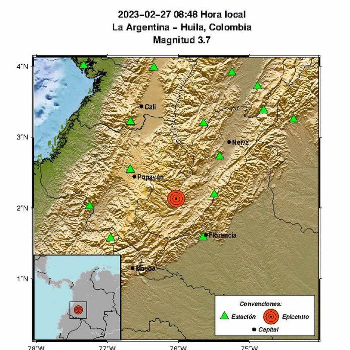 Tembló en el Huila, epicentro municipio de La Argentina